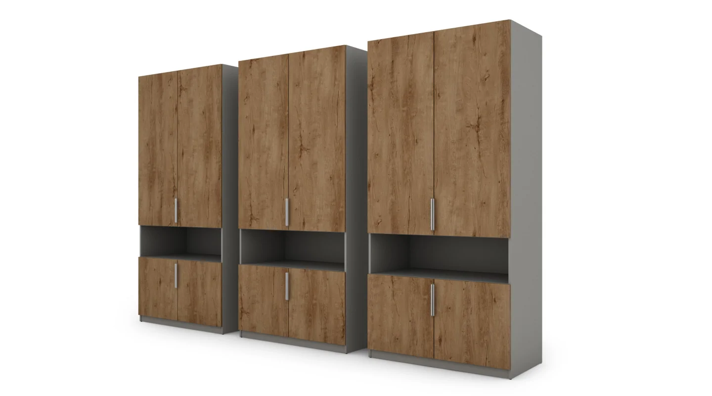 Szafa 330x230 cm szary platynowy dąb lefkas lustro – Expono | eMeblast