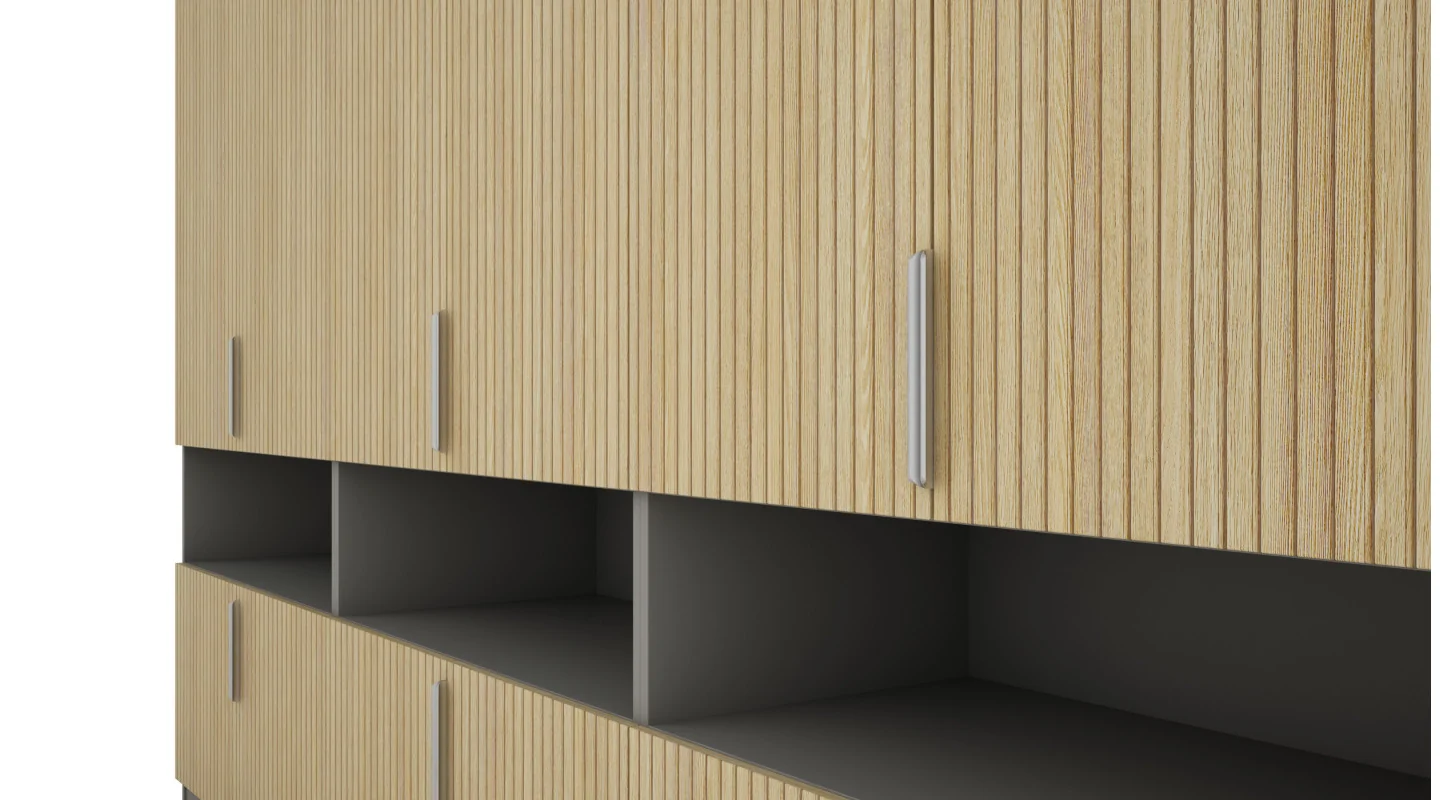 Szafa 330x230 cm szary platynowy dąb gaja lamele lustro – Expono | eMeblast