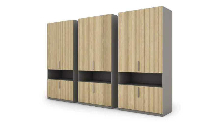 Szafa 330x230 cm szary platynowy dąb gaja lamele – Expono | eMeblast