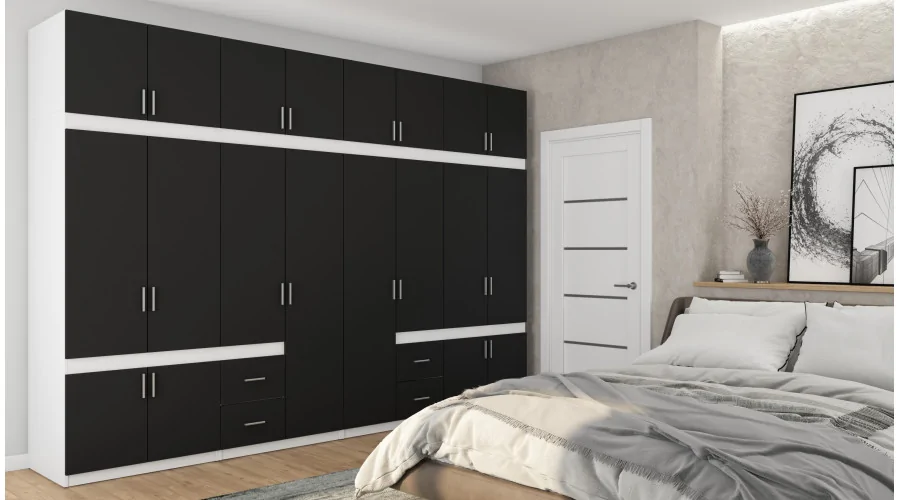 Szafa 340x240 cm biało czarna – Maxora | eMeblast