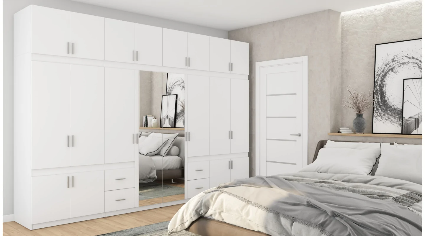 Szafa 340x240 cm biała lustro – Maxora | eMeblast