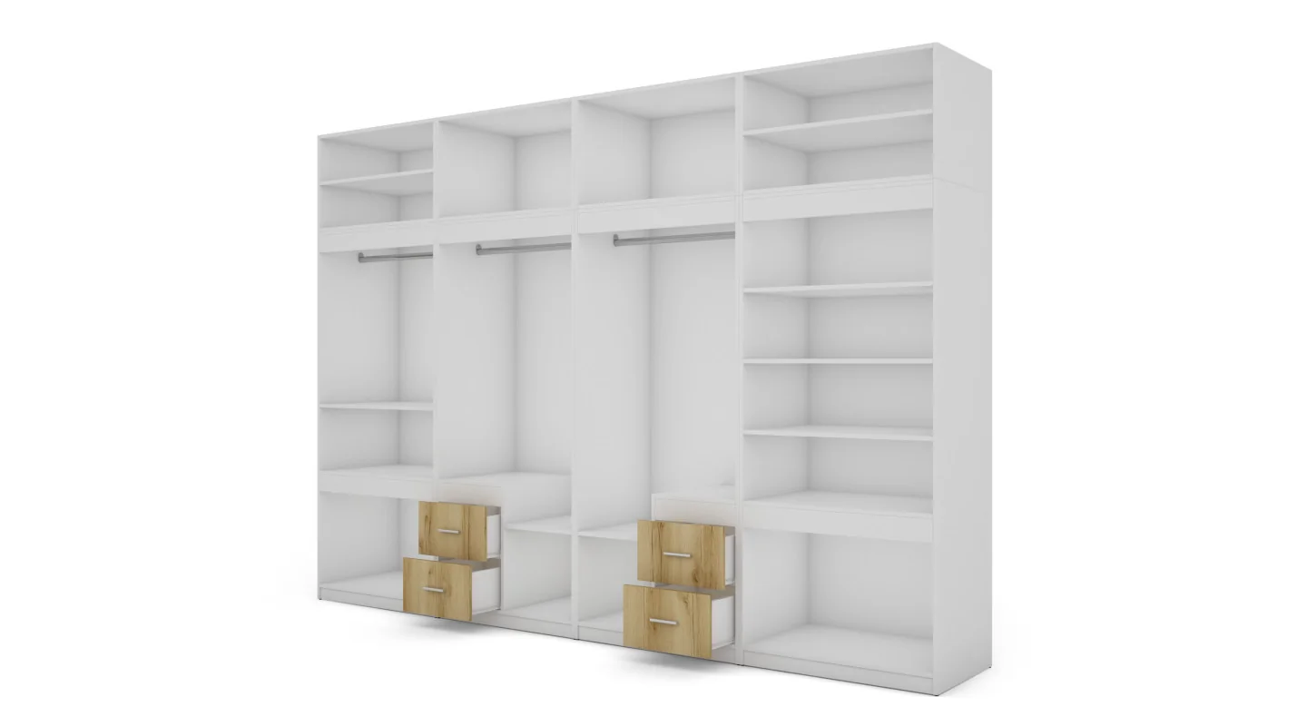 Szafa 340x240 cm biel dąb grand naturalny lustro – Maxora | eMeblast