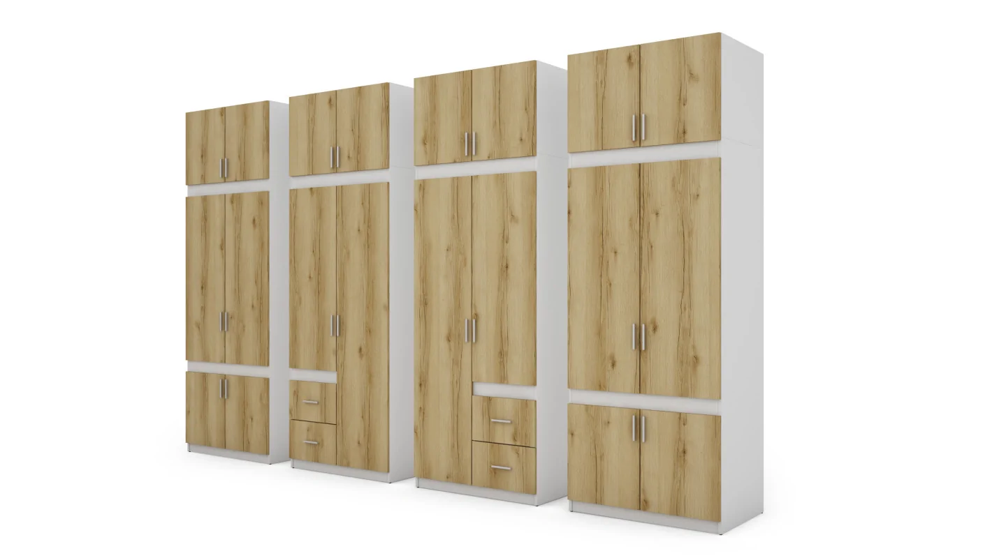 Szafa 340x240 cm biel dąb grand naturalny lustro – Maxora | eMeblast