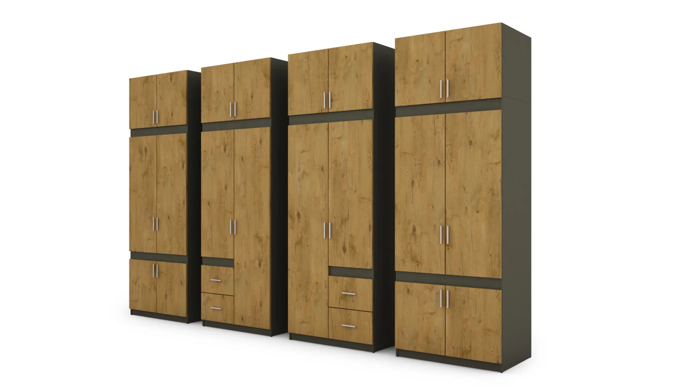 Szafa 340x240 cm grafit dąb lancelot lustro – Maxora | eMeblast