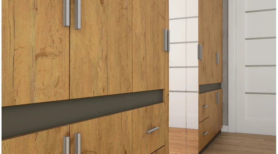 Szafa 340x240 cm grafit dąb lancelot lustro – Maxora | eMeblast