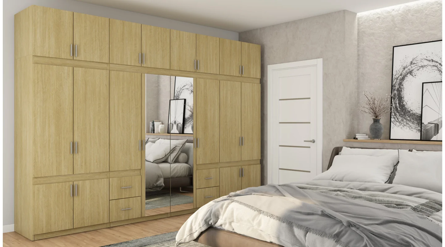 Szafa 340x240 cm jodełka scandi lustro – Maxora | eMeblast