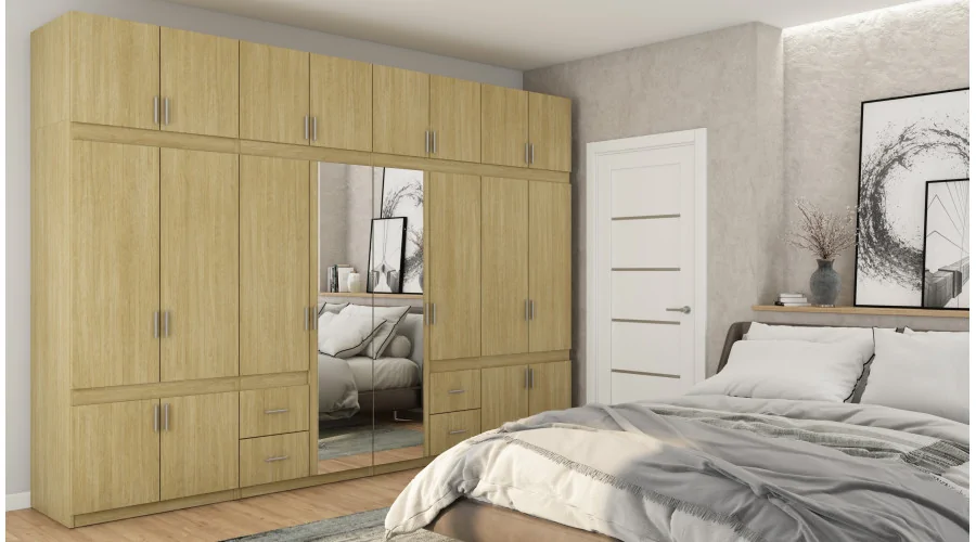 Szafa 340x240 cm jodełka scandi lustro – Maxora | eMeblast