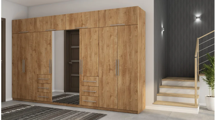 Szafa 360x220 cm dąb lefkas lustro – Sorelo | eMeblast