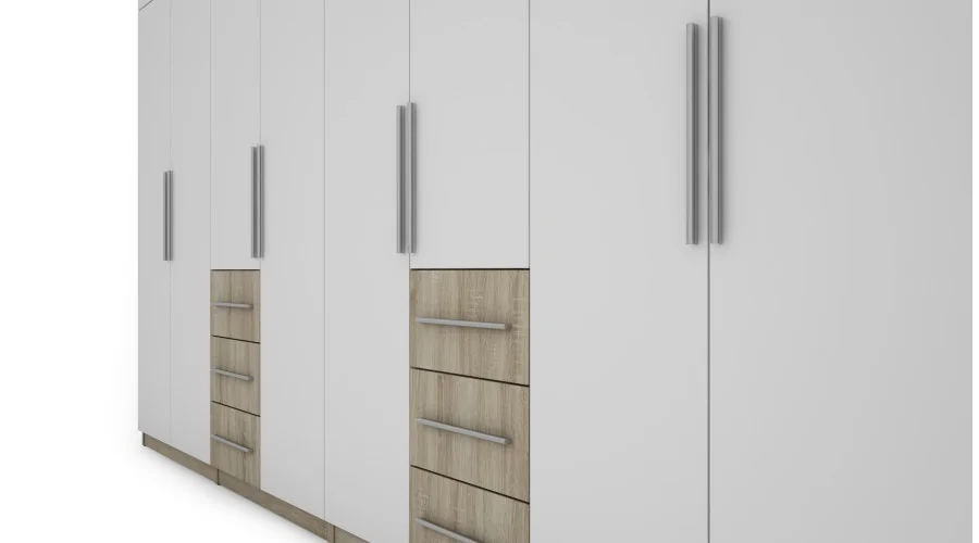 Szafa 360x220 cm sonoma jasna biel lustro – Sorelo | eMeblast