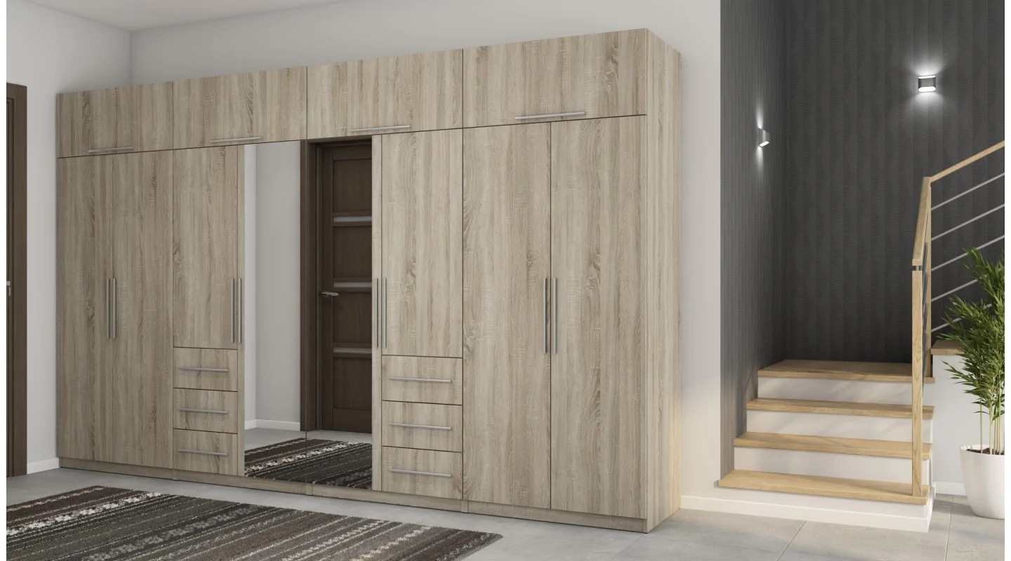 Szafa 360x220 cm sonoma jasna lustro – Sorelo | eMeblast