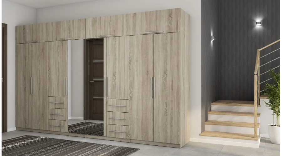 Szafa 360x220 cm sonoma jasna lustro – Sorelo | eMeblast