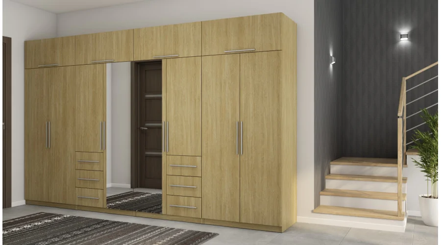 Szafa 360x220 cm jodełka scandi lustro – Sorelo | eMeblast