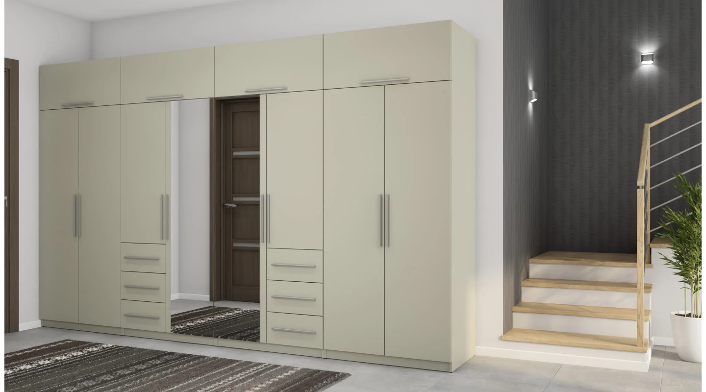 Szafa 360x220 cm kaszmirowy beż lustro – Sorelo | eMeblast