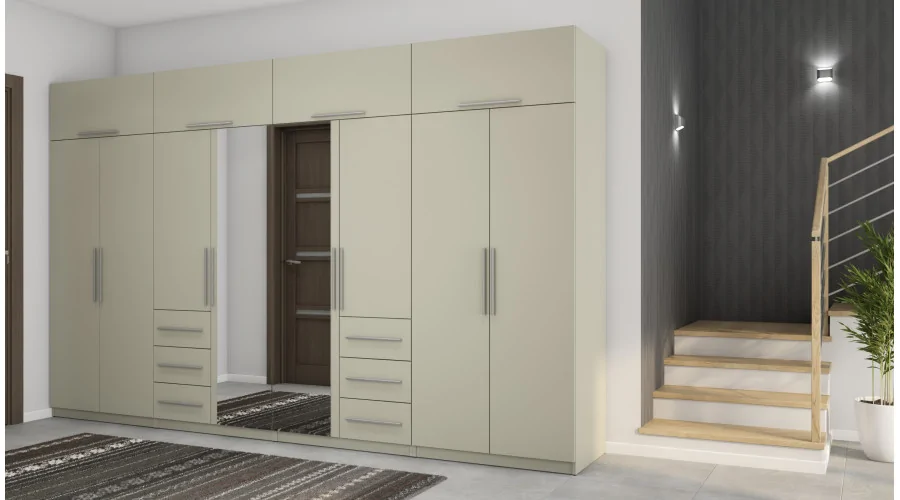Szafa 360x220 cm kaszmirowy beż lustro – Sorelo | eMeblast