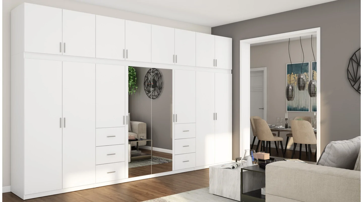 Szafa 380x240 cm biel lustro – Melvio | eMeblast