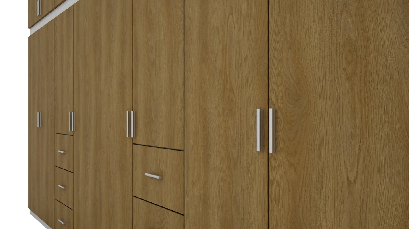 Szafa 380x240 cm biel dąb karmel – Melvio | eMeblast