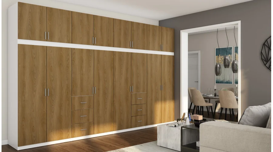 Szafa 380x240 cm biel dąb karmel – Melvio | eMeblast