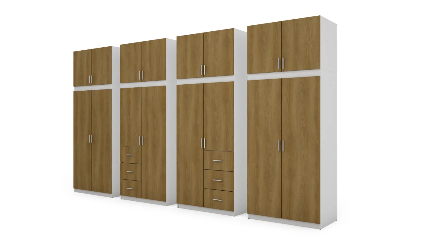 Szafa 380x240 cm biel dąb karmel lustro – Melvio | eMeblast