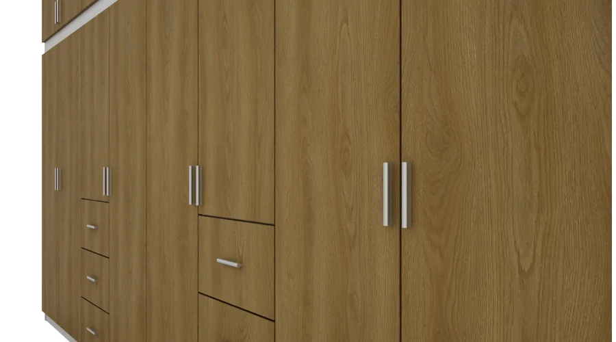 Szafa 380x240 cm biel dąb karmel lustro – Melvio | eMeblast