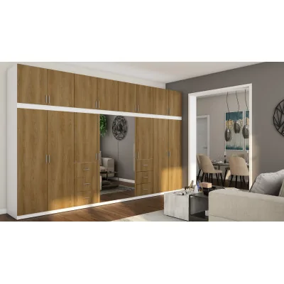 Szafa 380x240 cm biel dąb karmel lustro – Melvio | eMeblast