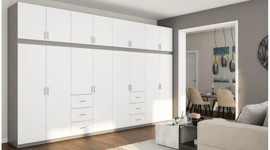Szafa 380x240 cm szary platynowy biel – Melvio | eMeblast
