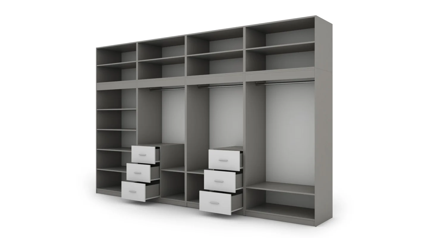 Szafa 380x240 cm szary platynowy biel lustro – Melvio | eMeblast