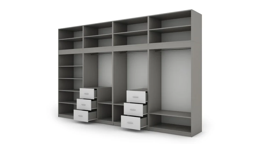 Szafa 380x240 cm szary platynowy biel lustro – Melvio | eMeblast