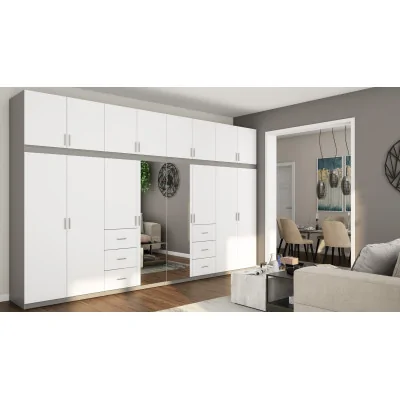 Szafa 380x240 cm szary platynowy biel lustro – Melvio | eMeblast