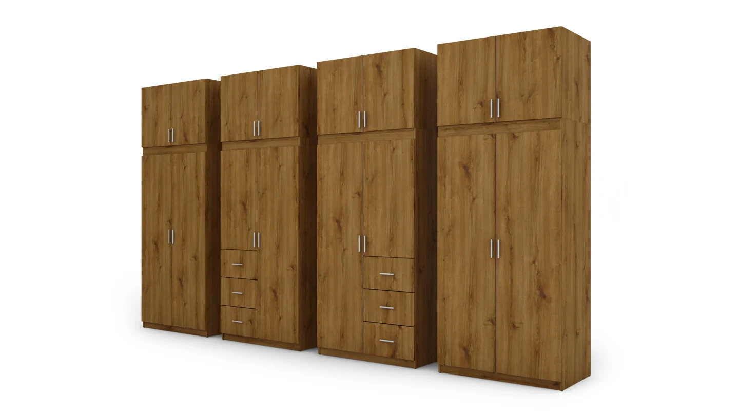 Szafa 380x240 cm dąb carpenter whisky – Melvio | eMeblast Szafa 380x240 cm dąb carpenter whisky – Melvio | eMeblast