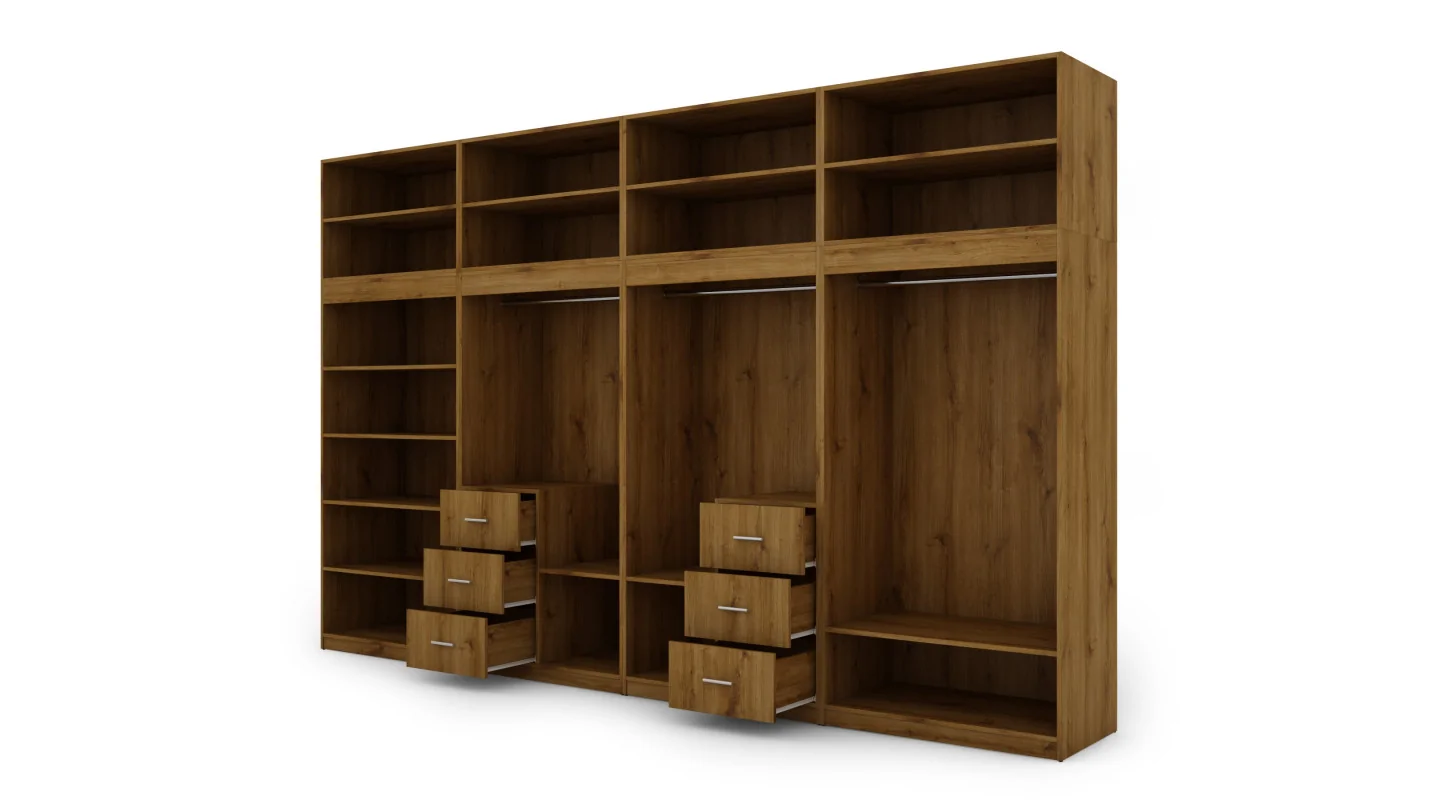Szafa 380x240 cm dąb carpenter whisky lustro – Melvio | eMeblast