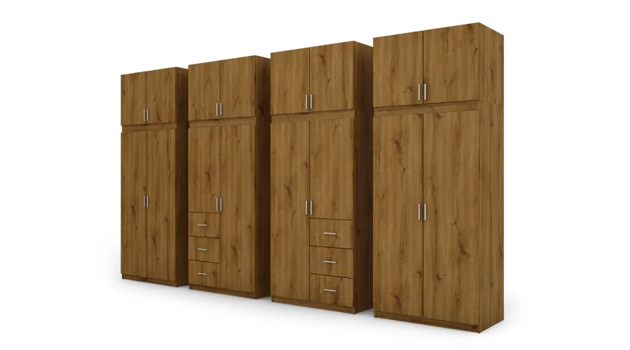 Szafa 380x240 cm dąb carpenter whisky lustro – Melvio | eMeblast