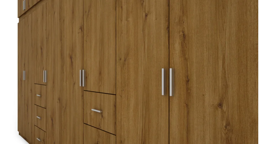Szafa 380x240 cm dąb carpenter whisky lustro – Melvio | eMeblast