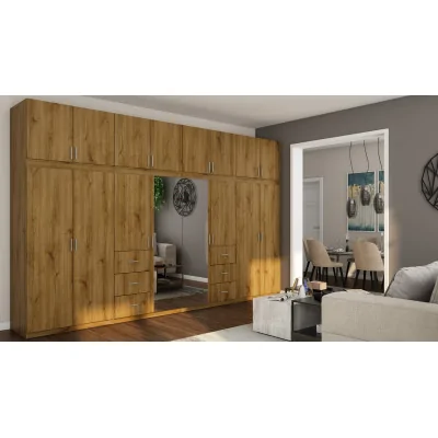 Szafa 380x240 cm dąb carpenter whisky lustro – Melvio | eMeblast