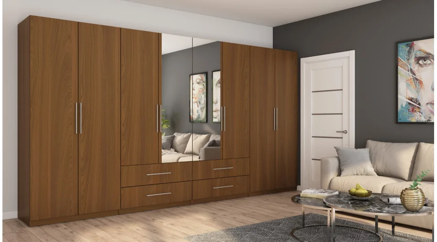 Szafa 400x220 cm wiśnia porto lustro – Luvano | eMeblast