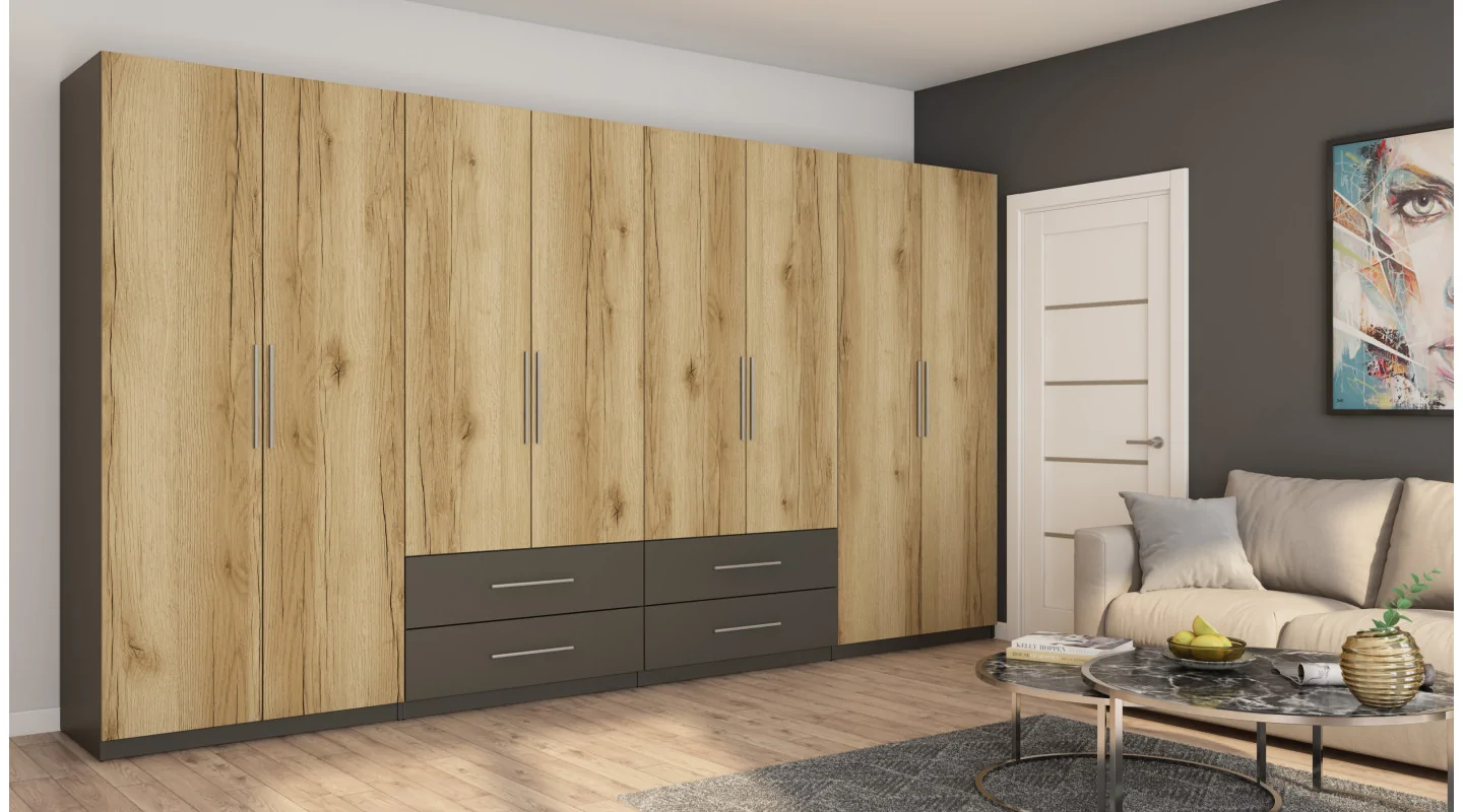 Szafa 400x220 cm grafit dąb grand naturalny – Luvano | eMeblast