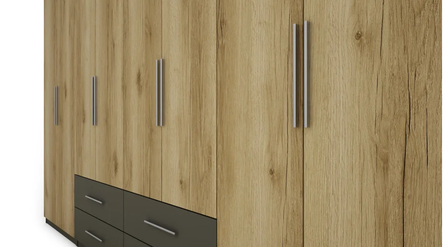 Szafa 400x220 cm grafit dąb grand naturalny lustro – Luvano | eMeblast Szafa 400x220 cm grafit dąb grand naturalny lustro – Luvano | eMeblast