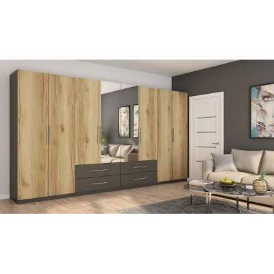 Szafa 400x220 cm grafit dąb grand naturalny lustro – Luvano | eMeblast