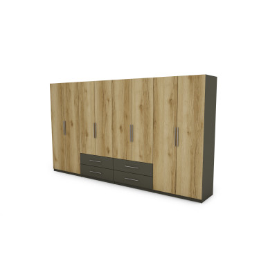 Szafa 400x220 cm grafit dąb grand naturalny – Luvano