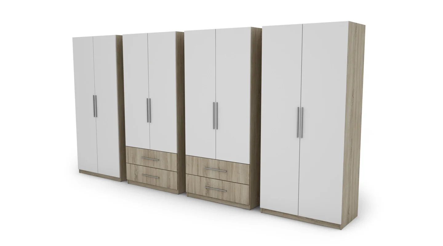 Szafa 400x220 cm sonoma jasna biel lustro – Luvano | eMeblast