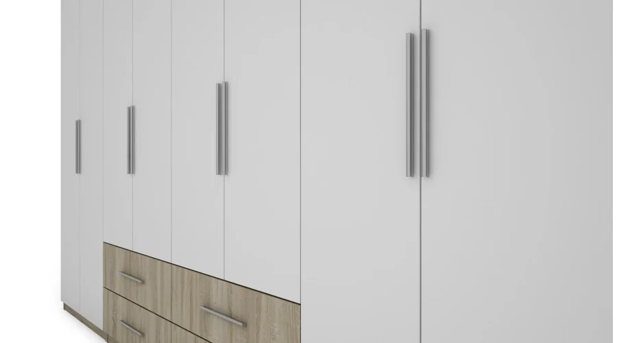 Szafa 400x220 cm sonoma jasna biel lustro – Luvano | eMeblast