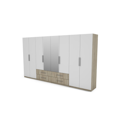 Szafa 400x220 cm z lustrem sonoma jasna biel – Luvano
