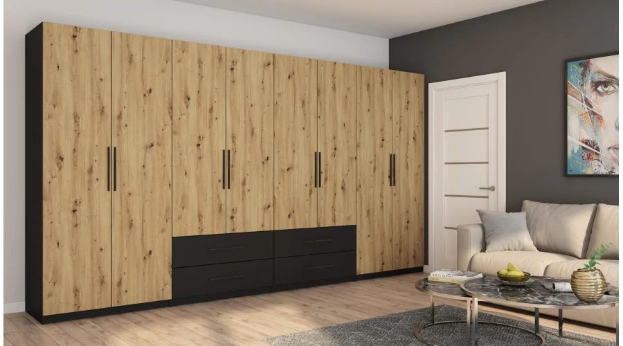 Szafa 400x220 cm czarny dąb artisan – Luvano | eMeblast