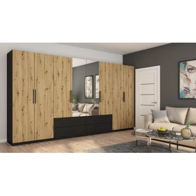 Szafa 400x220 cm czarny dąb artisan lustro – Luvano | eMeblast