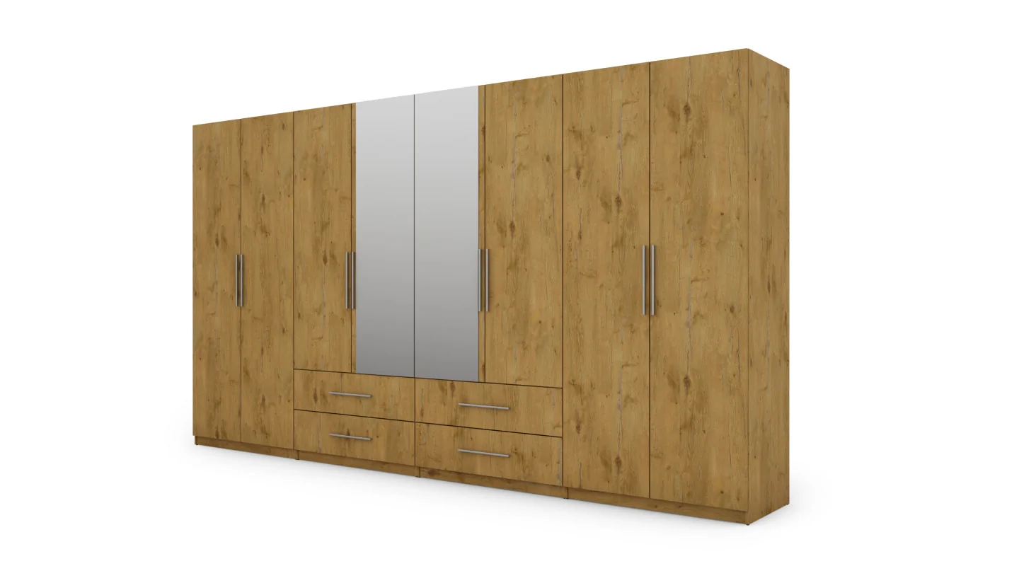 Szafa 400x220 cm dąb lancelot lustro – Luvano | eMeblast