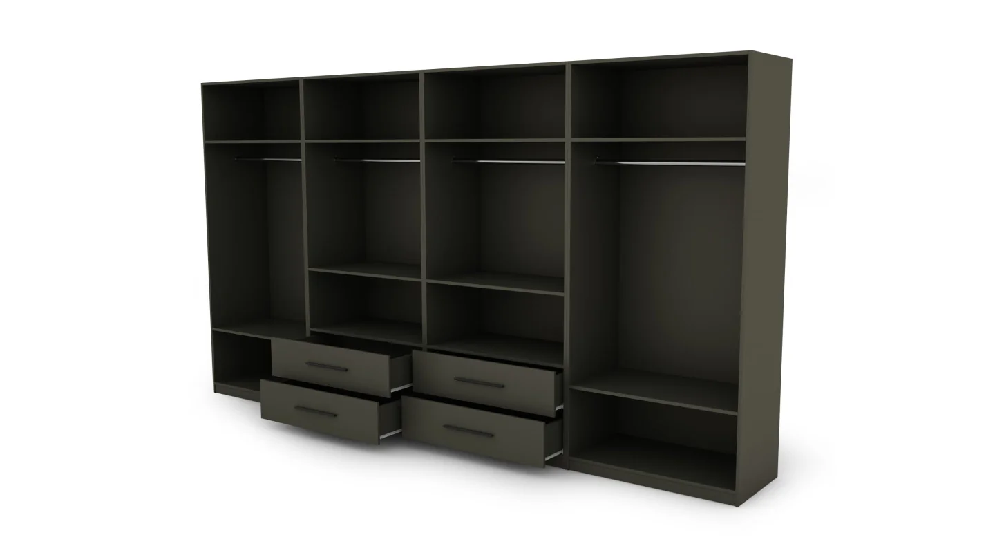 Szafa 400x220 cm szary grafit dąb gaja lamele – Luvano | eMeblast