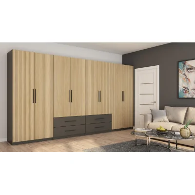 Szafa 400x220 cm szary grafit dąb gaja lamele – Luvano | eMeblast