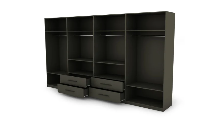 Szafa 400x220 cm szary grafit dąb gaja lamele lustro – Luvano | eMeblast