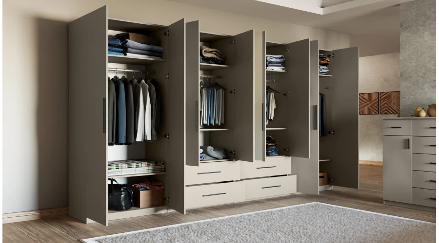 Szafa 400x220 cm biel dąb gaja lamele – Luvano | eMeblast