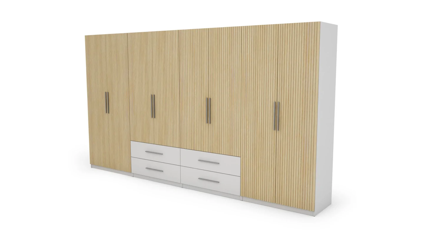 Szafa 400x220 cm biel dąb gaja lamele – Luvano | eMeblast