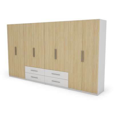 Szafa 400x220 cm biel dąb gaja lamele – Luvano